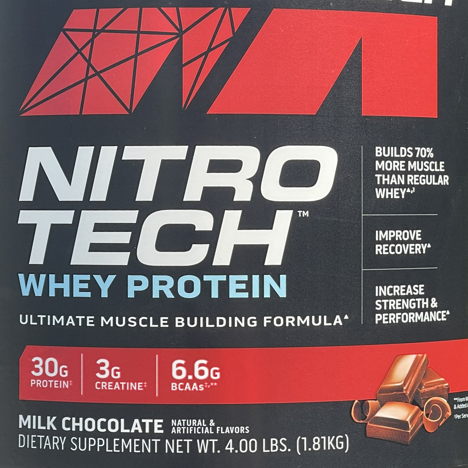 Combo Sữa tăng cơ cao cấp Whey Protein Nitro Tech của MuscleTech hộp 4 LBS hỗ trợ tăng cơ, giảm cân, đốt mỡ cho người tập GYM & Bình lắc 600 ml (Màu Ngẫu Nhiên)