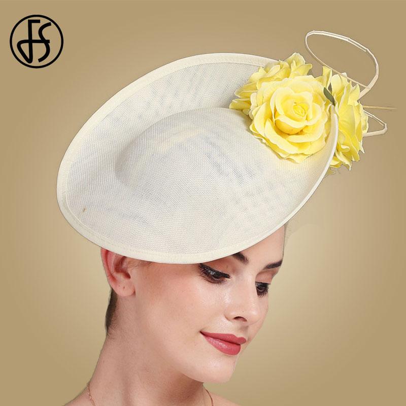 Màu Be Trắng Kentucky Lớn Fascinators Cho Đám Cưới Tóc Cocktail Giáo Hội Nón Nữ Fedora Nữ Lạ Mắt Hoa Mũ Đợi Đầu Đa Năng