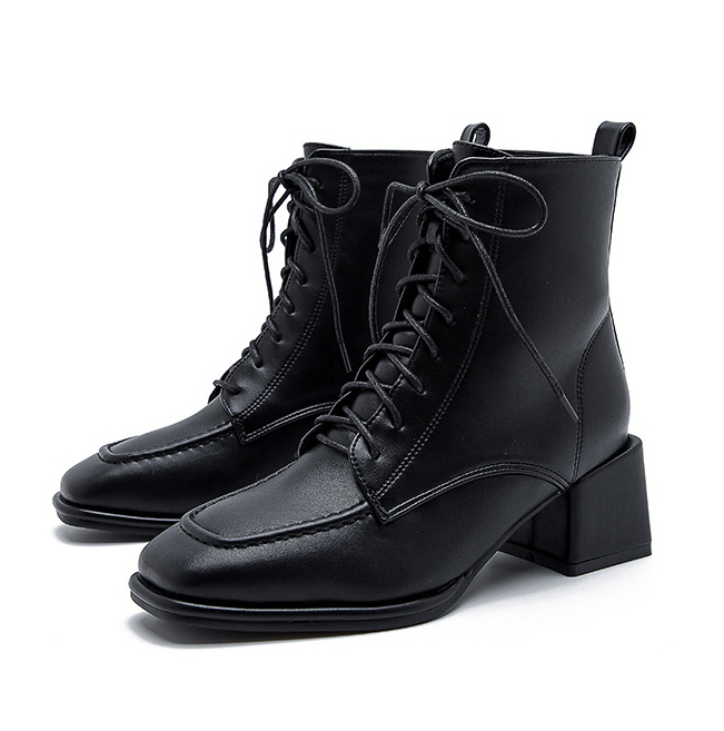 [ Size 35- 40] Boot cổ lửng cột dây mũi vuông SÀNH ĐIỆU GBN11201