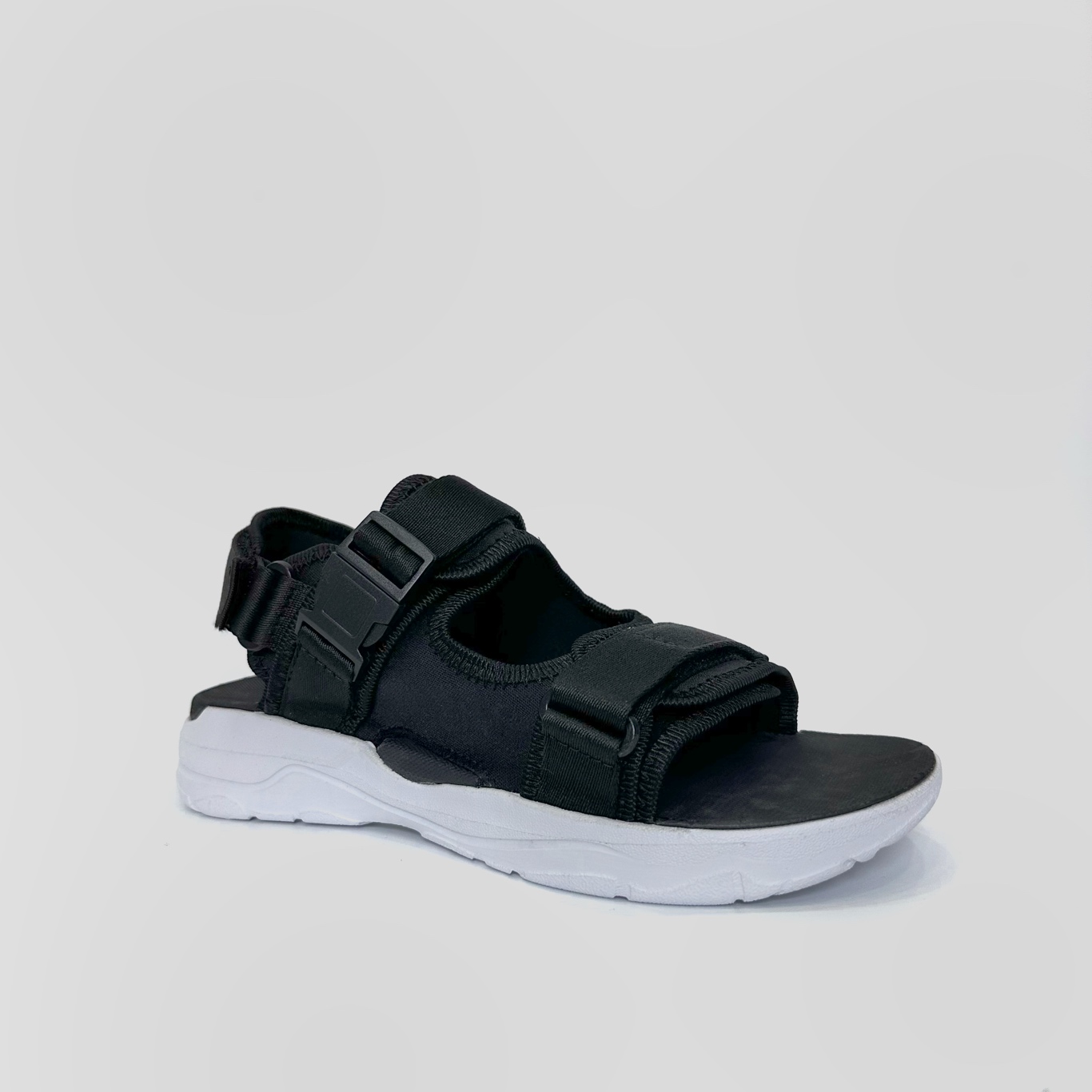 Giày Sandal Nam Nữ Unisex The BiLy Quai Ngang Dây Dù Đế IP Siêu Êm Nhẹ Đế Trăng Màu Đen- BLDT07 Đen