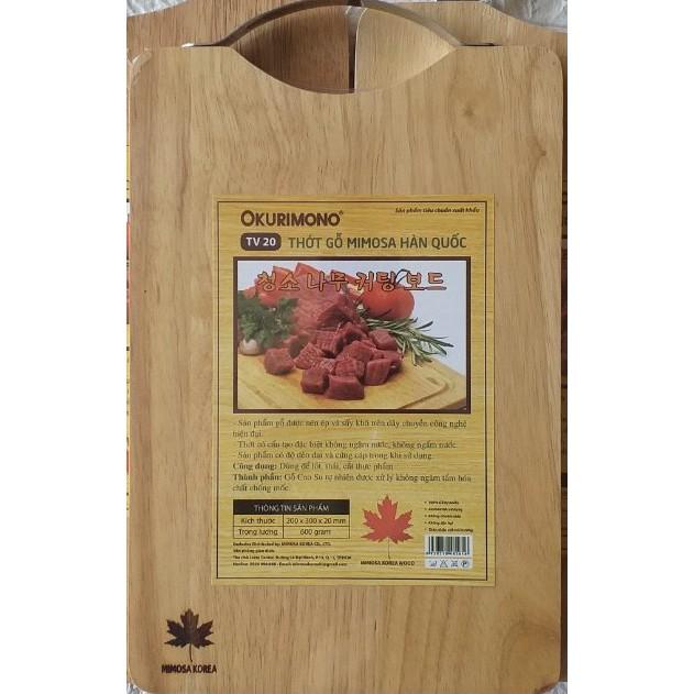 Thớt gỗ chữ nhật Mimosa hàn quốc