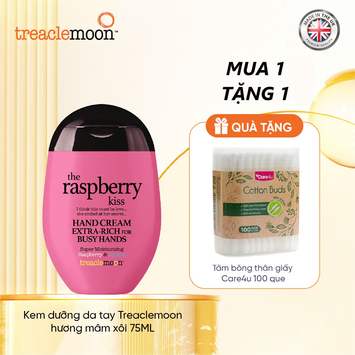 [ TẶNG 1 MẶT NẠ DALIV ] Kem dưỡng da tay chiết xuất Quả mâm xôi Treaclemoon 75ml