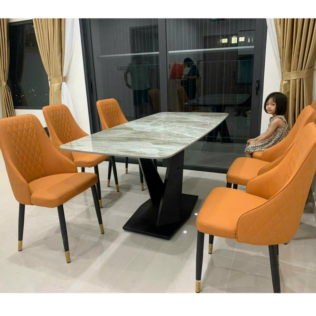 Bàn Ăn, Bàn Ăn Chân Sắt Mặt Đá 3d Kích Thước 80x160cm, Nội Thất Đẹp, Sang Trọng - Tổng Kho Nội Thất Tân Thời Đại