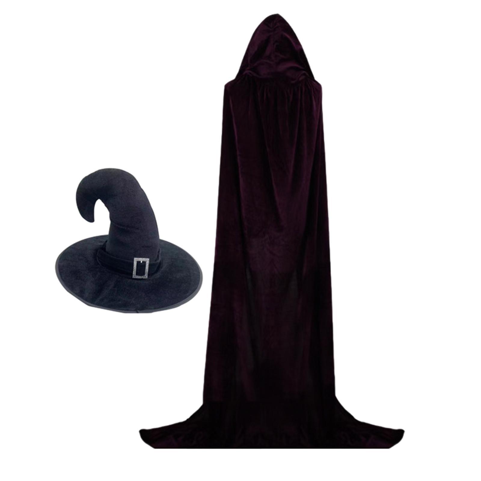 Halloween Witch Costume Set Apparel for Adults, Hooded Cape Photography Prop Outfits Cosplay Costume for Festivals, Carnival