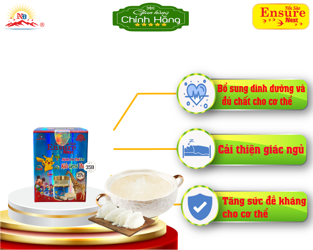 Yến Chưng Tam vị Ensure Nest Với 300mg (25%) Yến tươi Khánh Hoà hủ 70ml