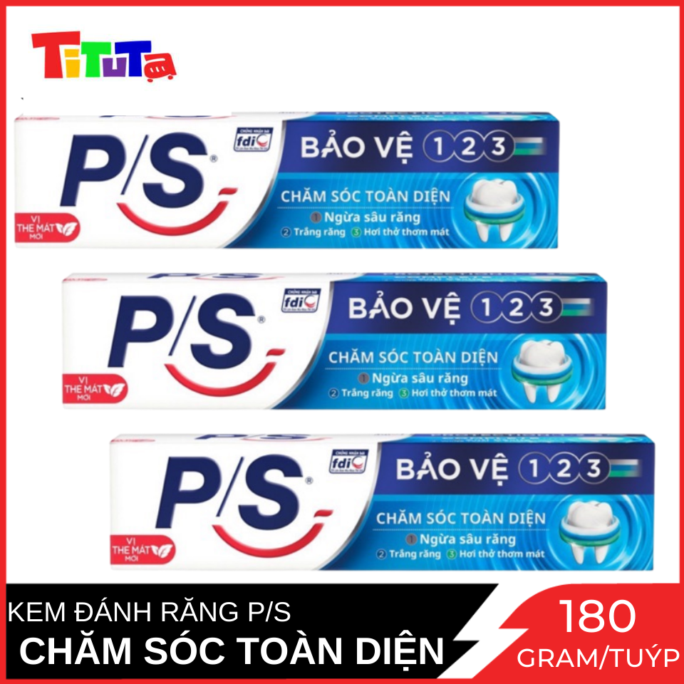 Combo 3 Kem đánh răng P/S bảo vệ 123 chăm sóc toàn diện 180g x3