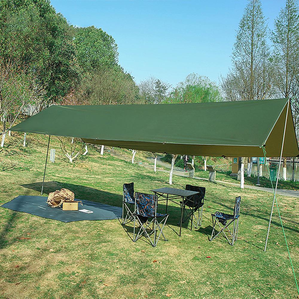 Awning Waterproof Tarp Tent Shade with Pole Folding Camping Canopy Ultralight Beach Sun Shelter for Survival Shelter