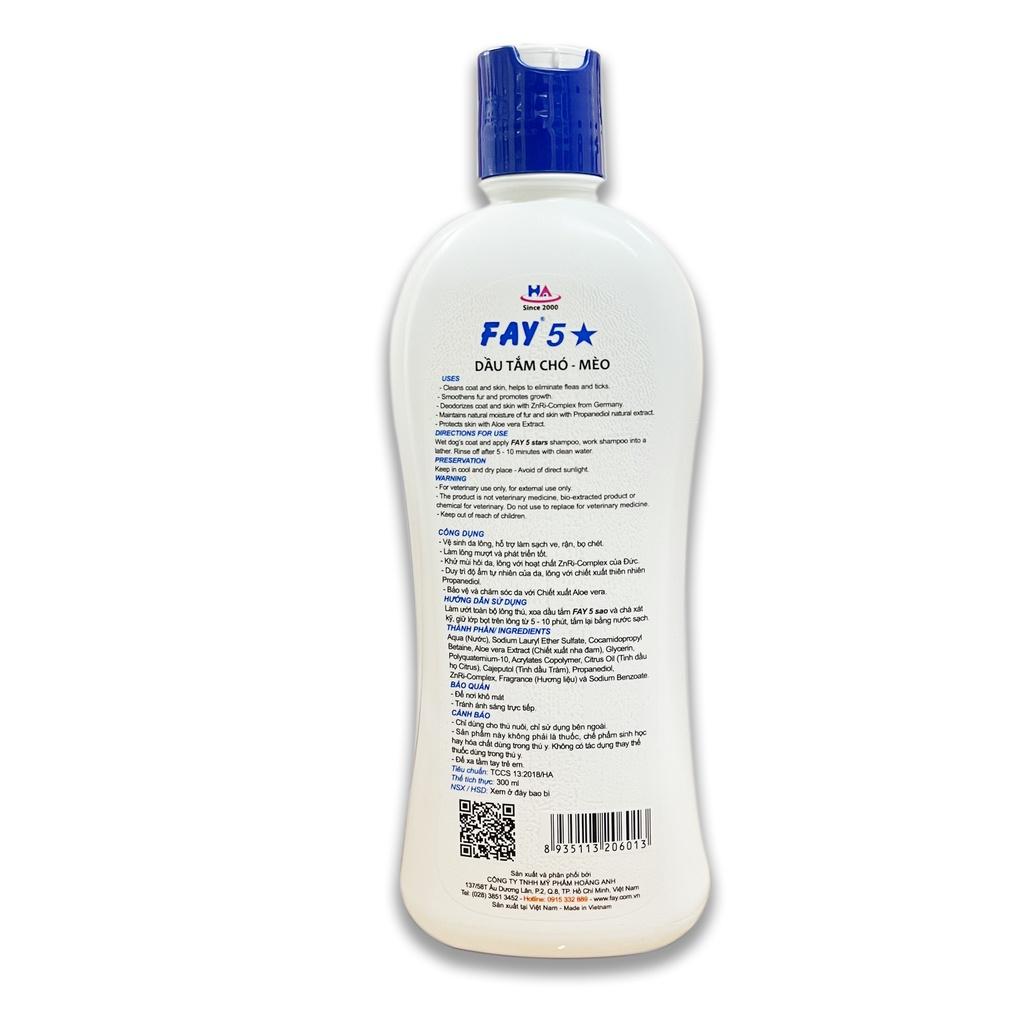 Dầu Tắm Chó, Mèo Fay 5 Sao 300ml - 5 tính năng cực Hot