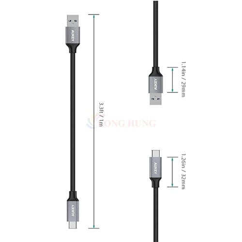 Cáp USB Type-C Aukey 1m CB-CD2 - Hàng chính hãng