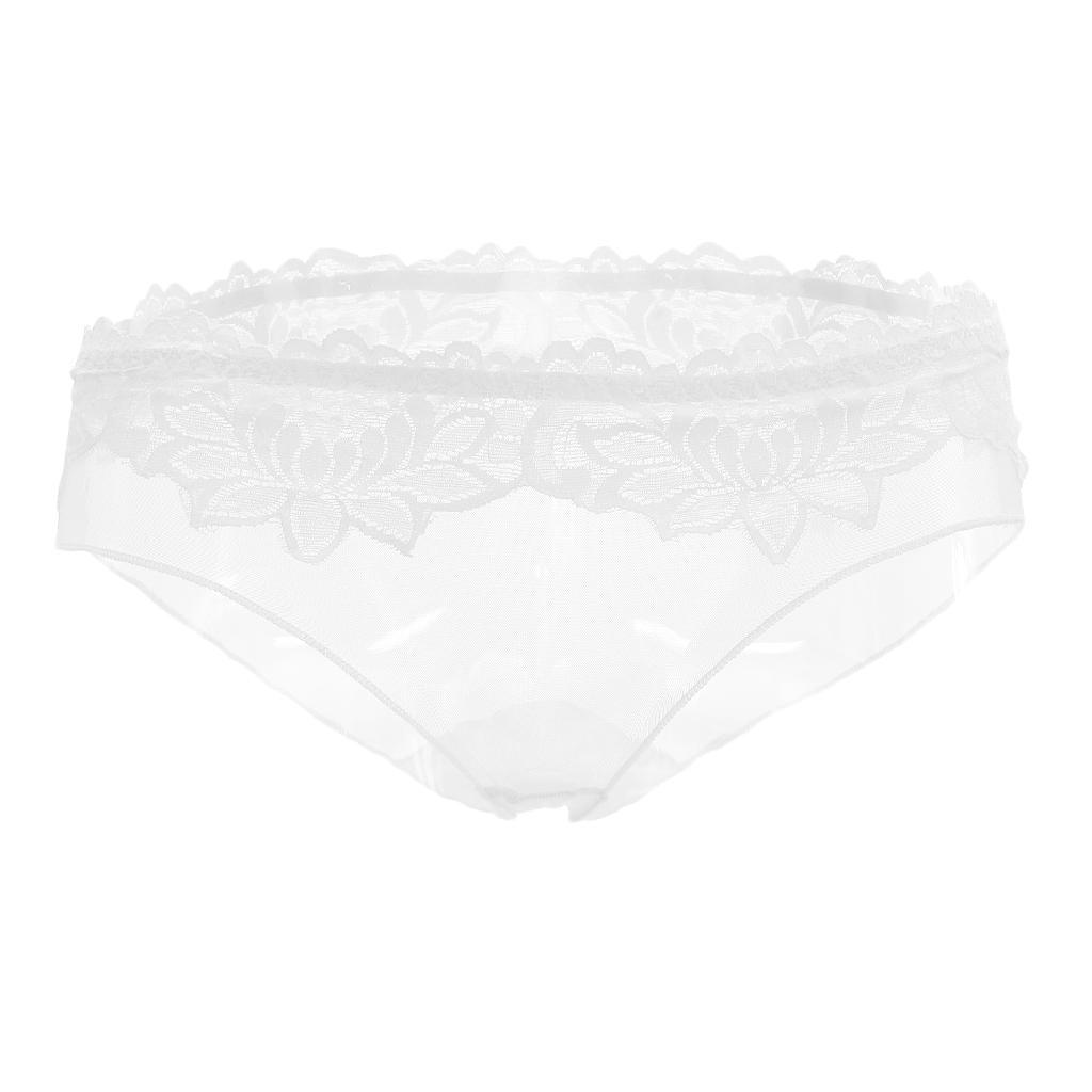 2-6pack Sexy Sheer Mesh Panties Low Rise Briefs Underwear Lingerie White