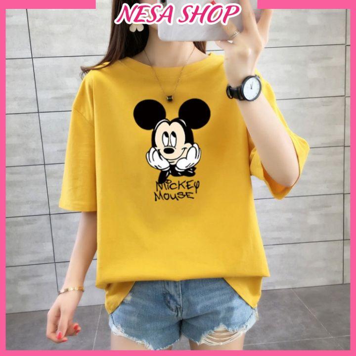 Áo thun nam nữ form rộng, Áo phông tay lỡ, chất liệu thun cotton co giãn, áo unisex hình Chuột Mickey NeSa Shop