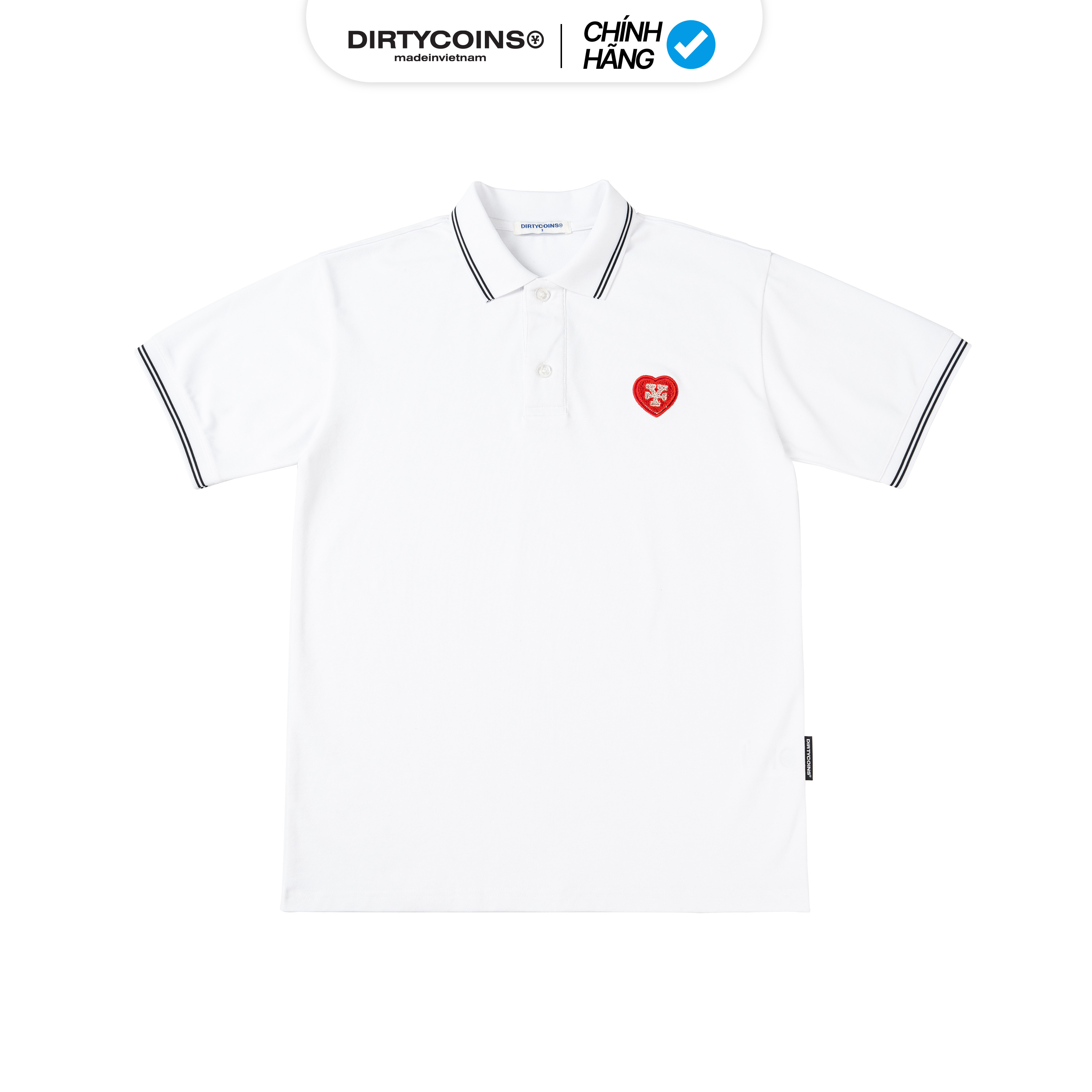 Áo Thun DirtyCoins Heart Patch Regular Polo - White