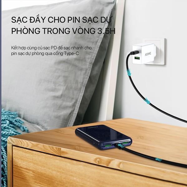 Pin Sạc Dự Phòng Dung Lượng 10.000mAh ACOME Hỗ Trợ Sạc Nhanh 18W PD/QC 3.0 An Toàn, Tiện Lợi - Hàng Chính Hãng