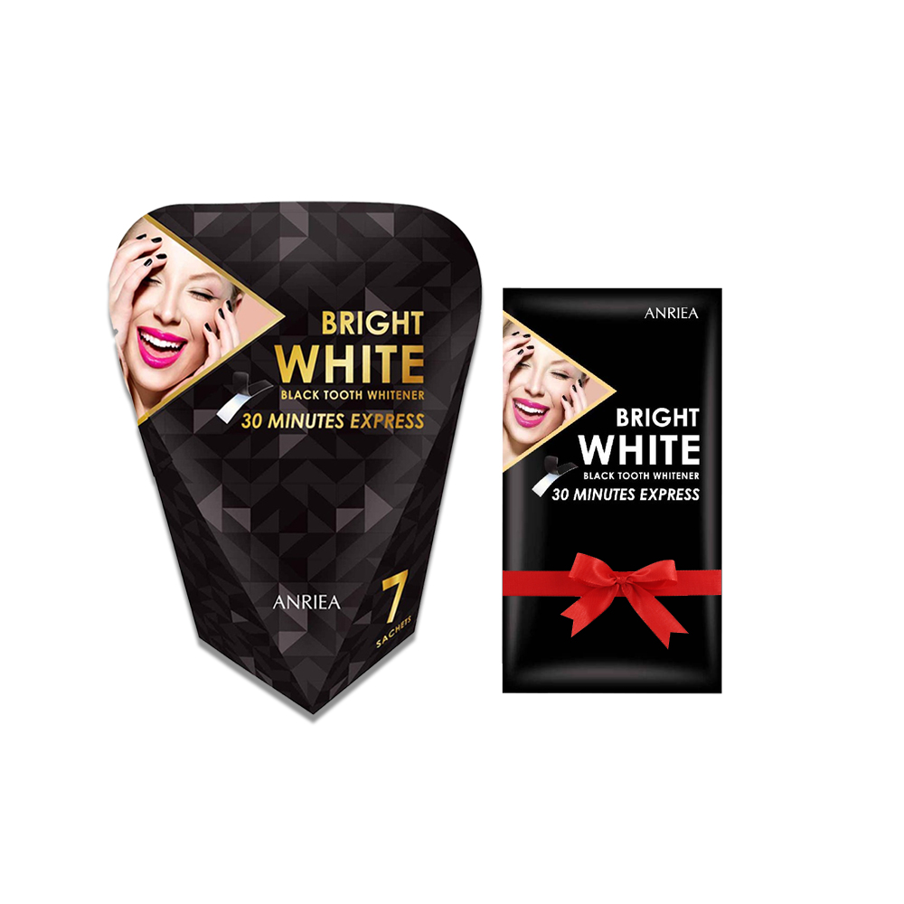 [LIỆU TRÌNH 7 NGÀY TẶNG 1 MIẾNG DÁN] Miếng Dán Trắng Răng Anriea Black Tooth Whitening - 30 Minutes Express