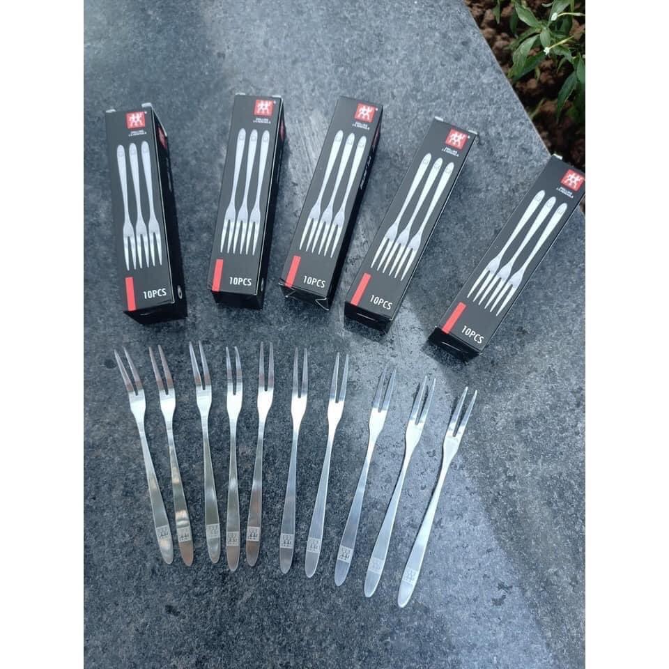BỘ 10 DĨA BẠC ĐỨC 2 NHÁNH ĂN HOA QUẢ TIỆN LỢI