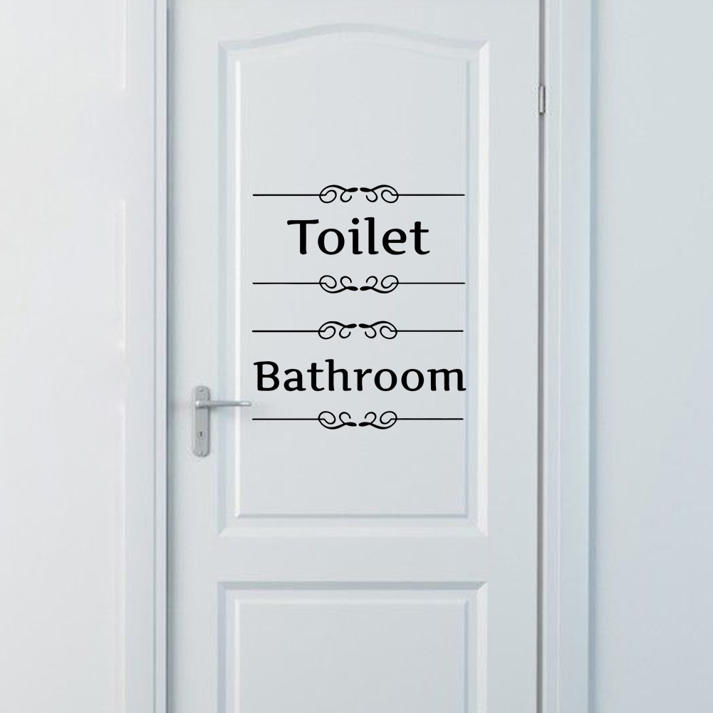 Decal dán cửa chữ TOILET - BARTHROOM