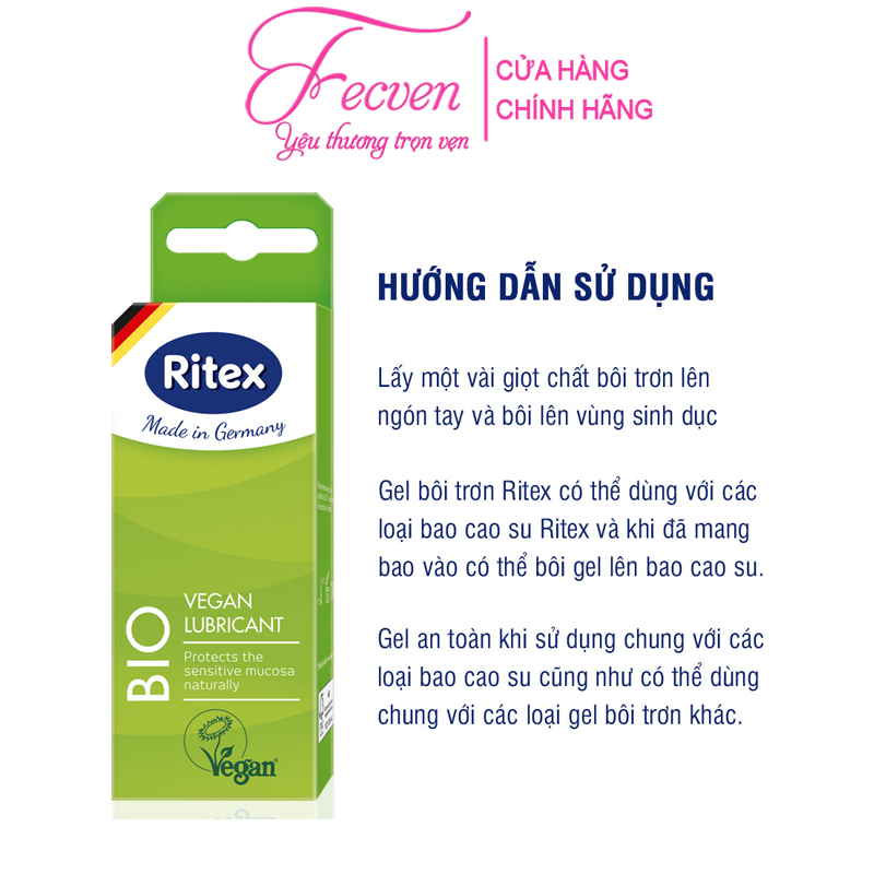 Gel Bôi Trơn Ritex Organic Bio Hữu Cơ Giúp Cuộc Yêu Trơn Mượt, Tuýp 50ml Đức