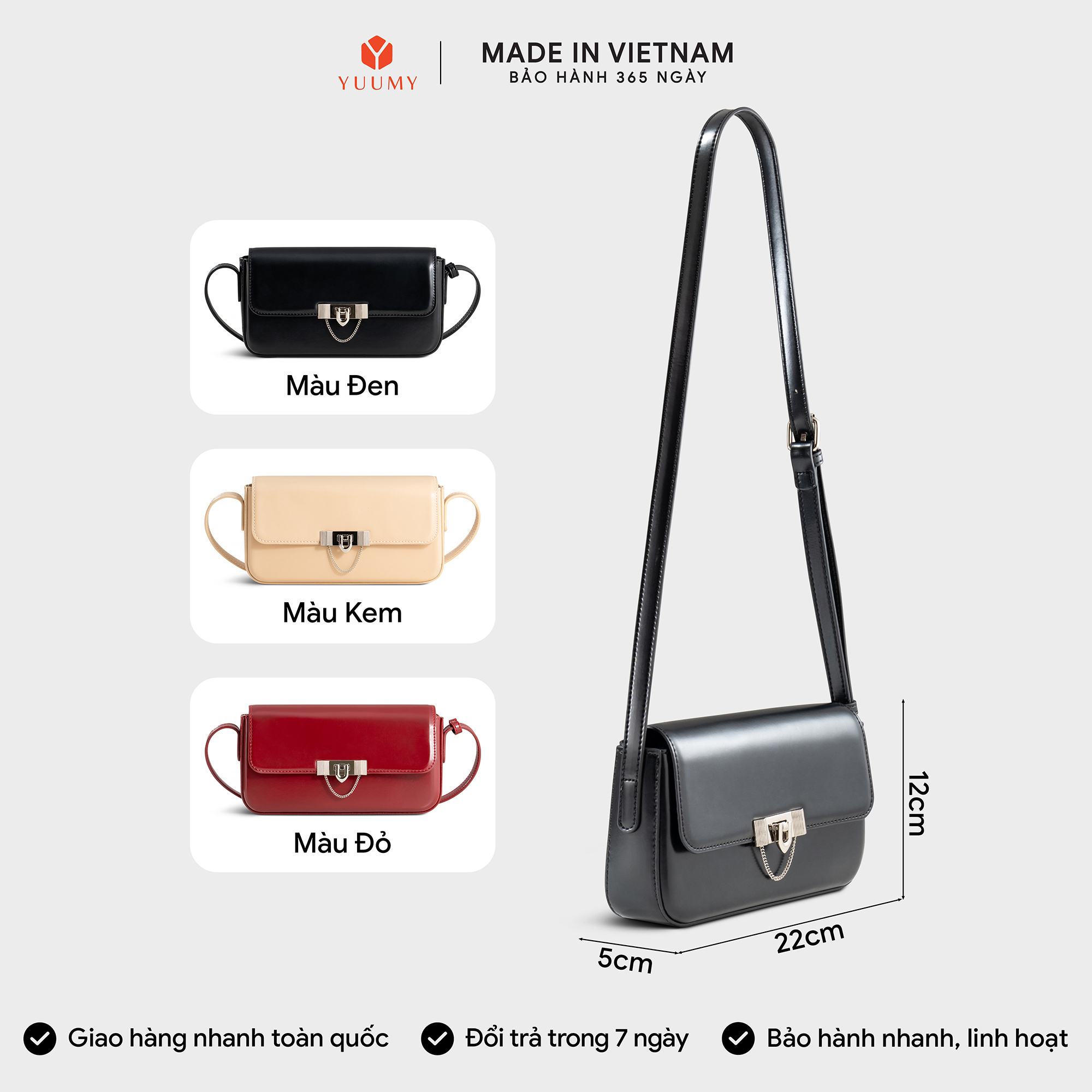 Túi Yuumy ( Thời trang nữ dáng hộp hiện đại size 22 - Túi đeo chéo da Smooth YN298 )