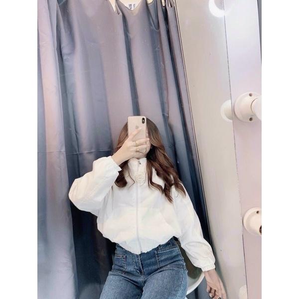 Áo khoác lửng croptop dù 2 lớp không nón trơn basic unisex ulzzang nam nữ