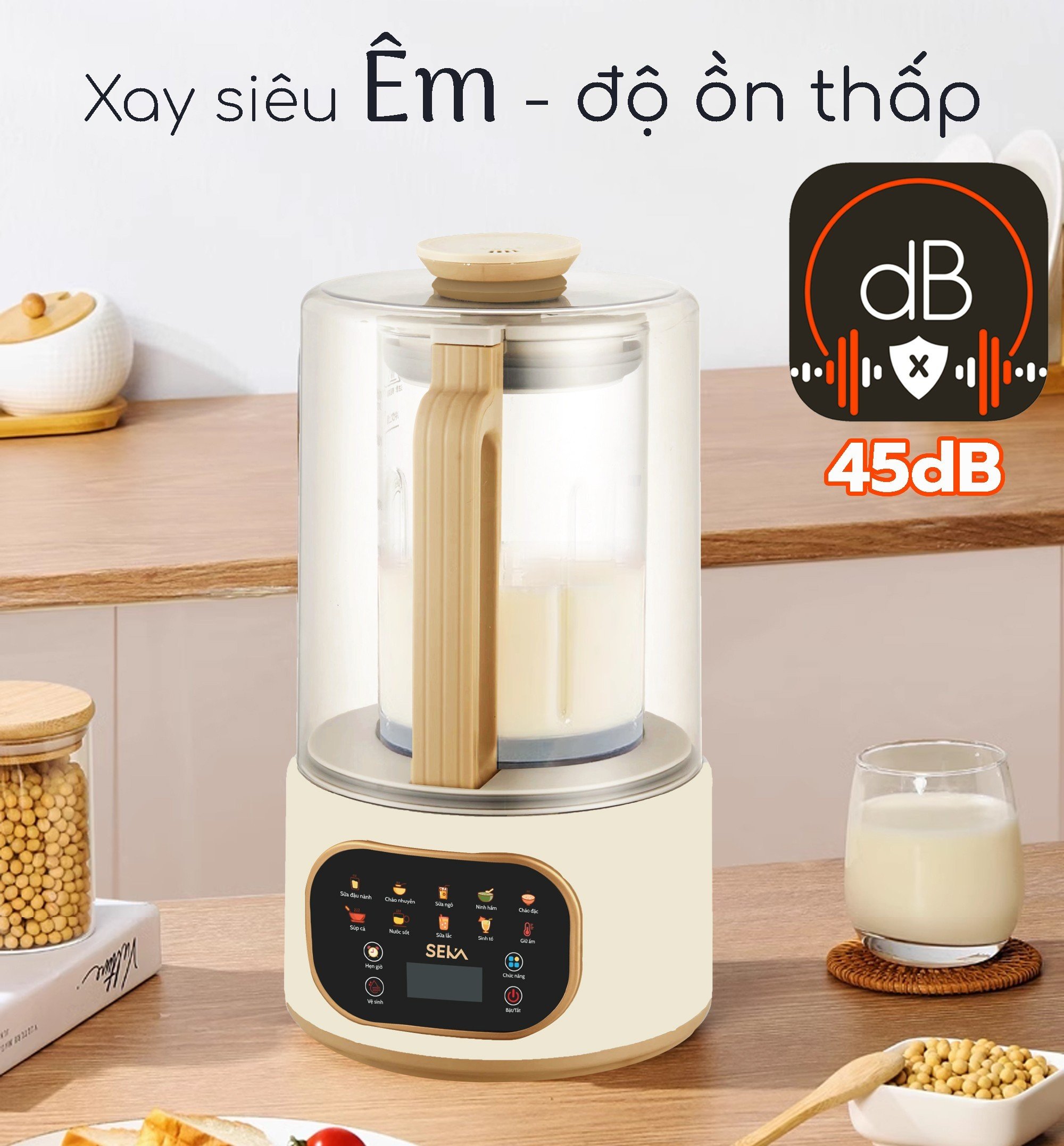 Máy Làm Sữa Hạt Cao Cấp SEKA E500 Chống Ồn, Chống Trào, Dung Tích 1.5L,10 Chức Năng - Hàng Chính Hãng