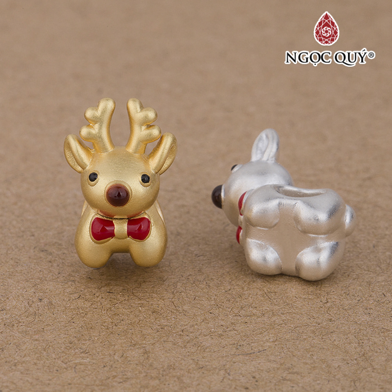 Charm bạc tuần lộc giáng sinh xỏ ngang - Ngọc Quý Gemstones