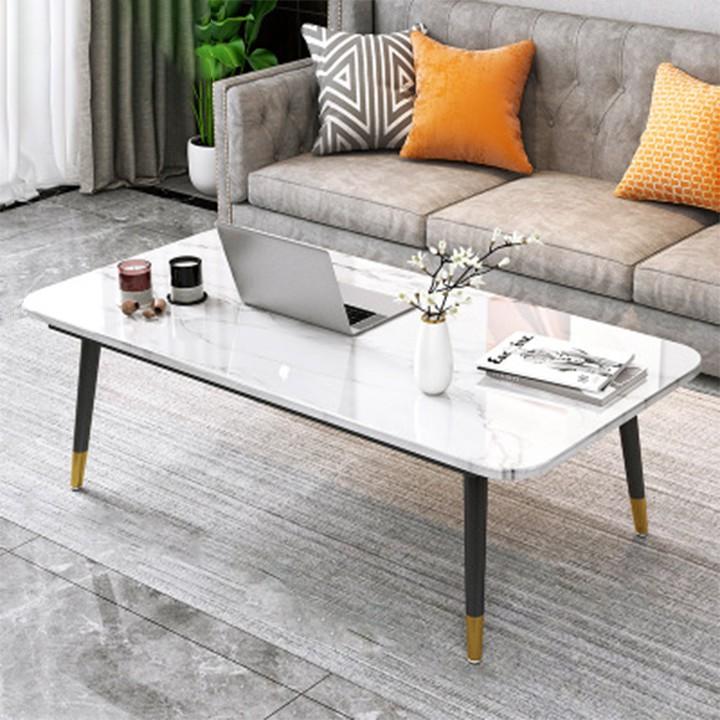 Bàn trà gỗ vân đá cẩm thạch khung sắt phun sơn tĩnh điện, bàn trà sofa thiết kế kiểu dáng hàn quốc