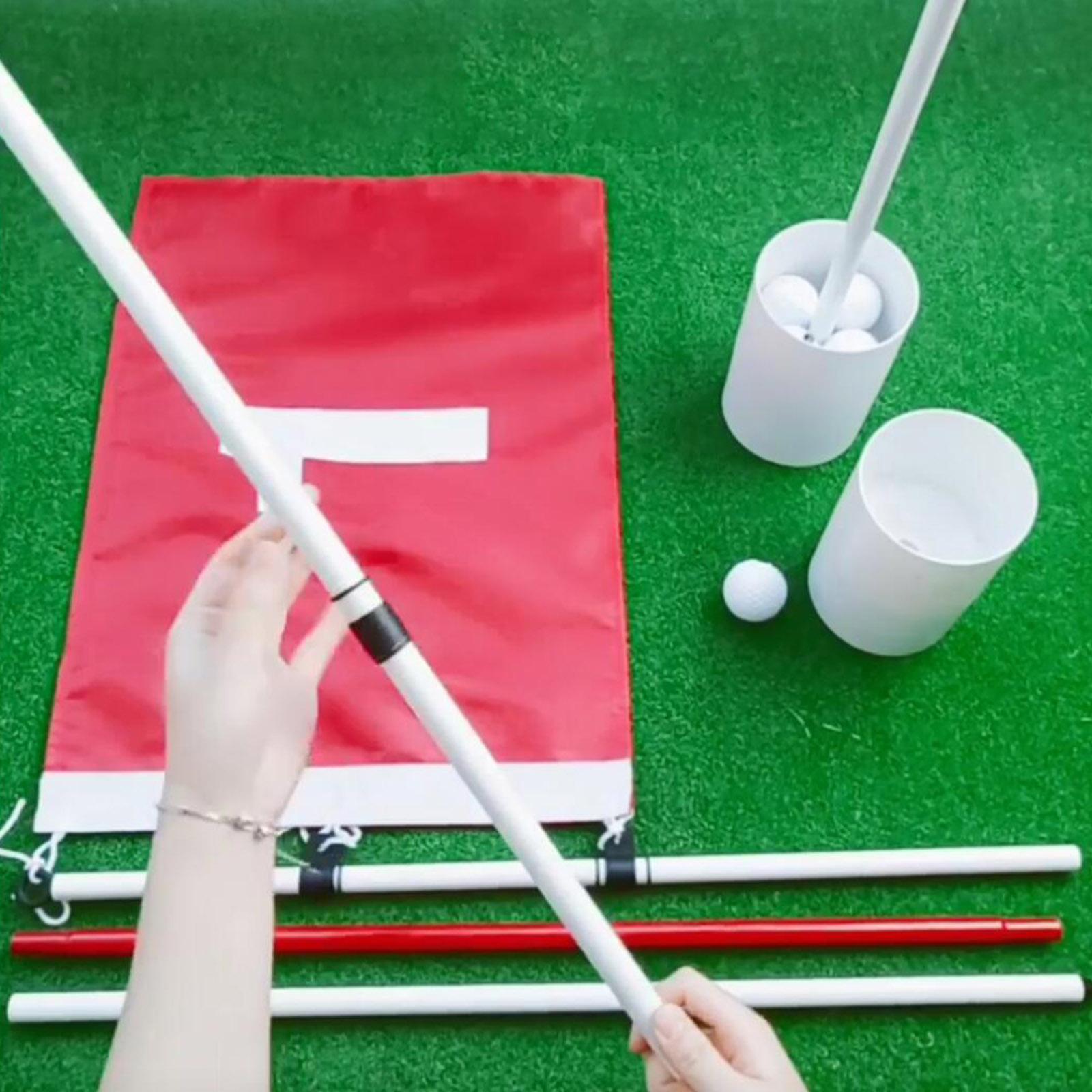 Portable 3-Section Golf Flagsticks Set Golf Practice Hole Cup Putting Green Flag All 6 ft Golf Pin Flags