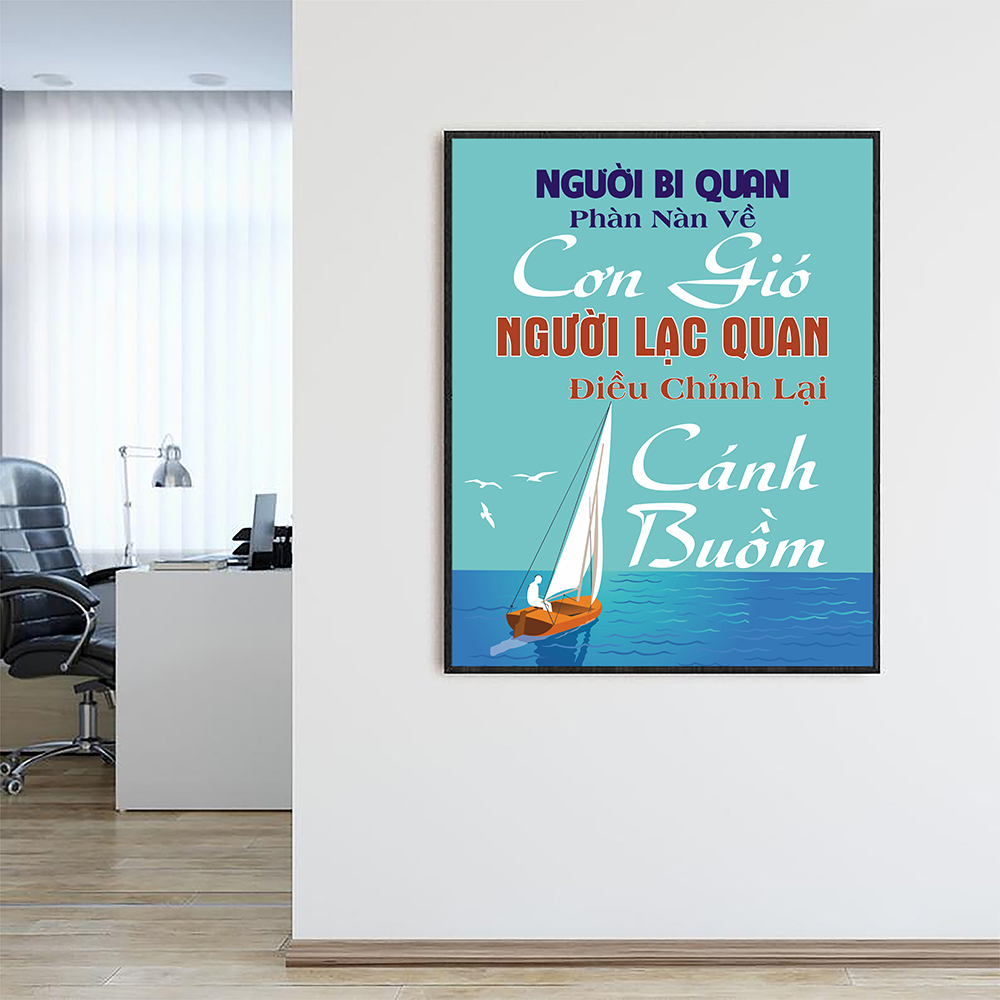 Tranh động lực Người bi quan phàn nàn về cơn gió, người lạc quan điều chỉnh lại cánh buồm-Model: AZ1-0364