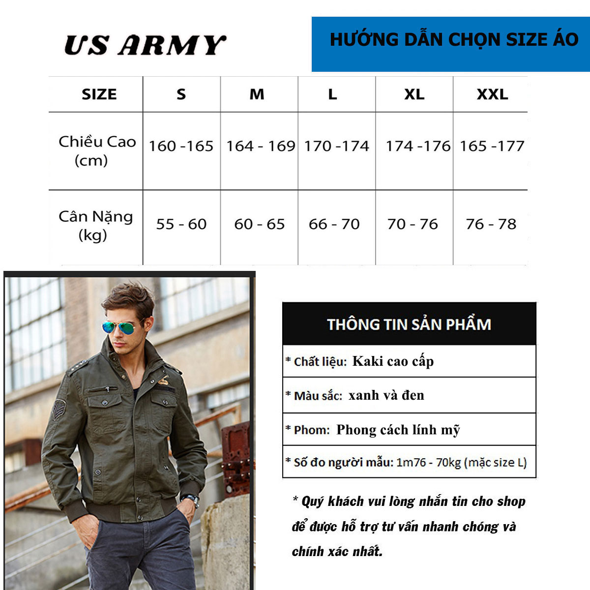 Áo Khoác Nam Cách Nhiệt Vải Kaki Cao Cấp US ARMY U559, Áo Khoác Kaki Lính Lót Bông Cừu Siêu Ấm Phong Cách Cực Ngầu  -HÀNG CHÍNH HÃNG