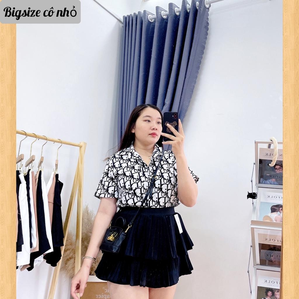 Áo sơ mi bigsize nữ tay ngắn có họa tiết dio chất lụa SMHT DIO - Màu trắng