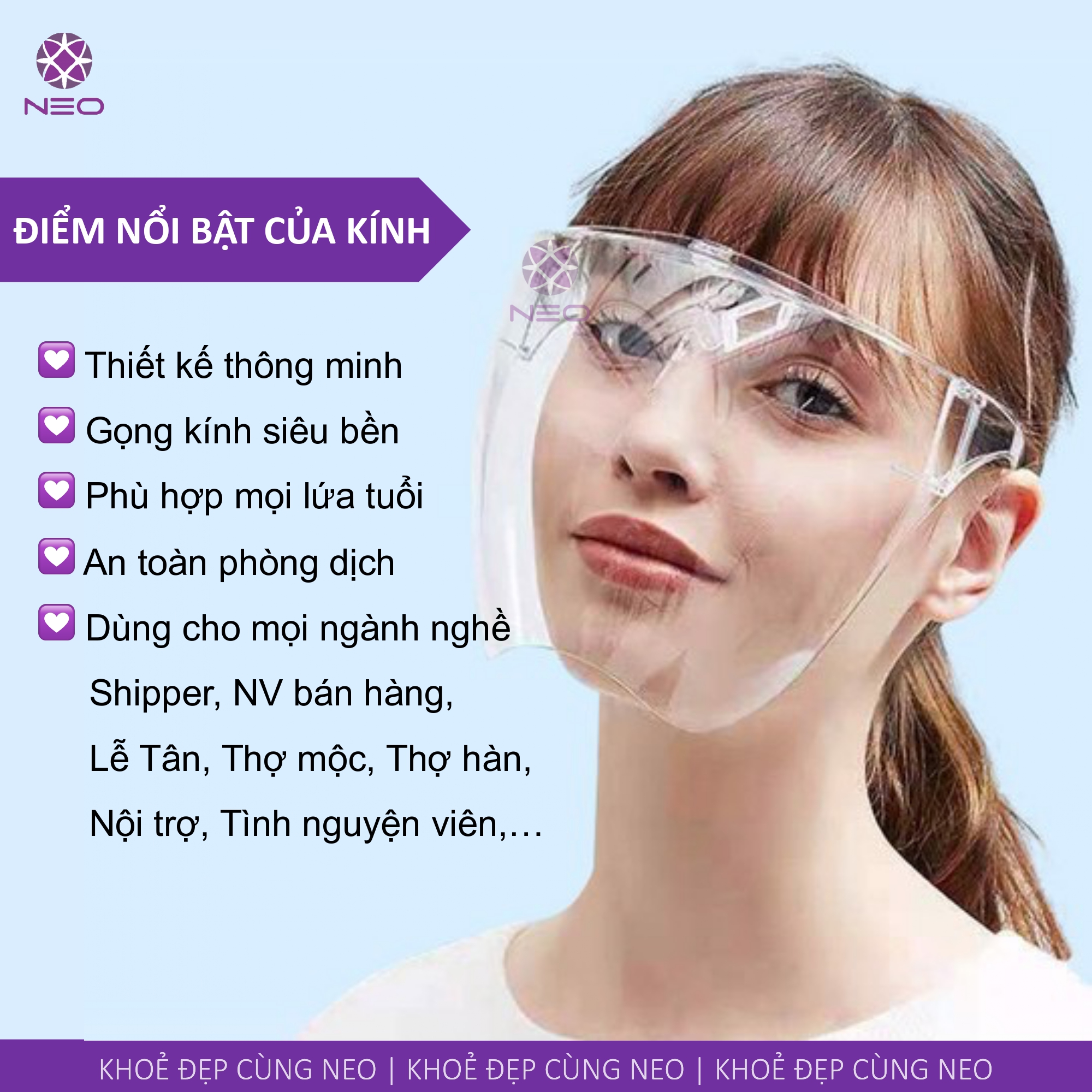 Mặt nạ chắn giọt bắn, kính bảo hộ trong suốt che hết khuôn mặt/ Clear Safety Face Shields Full Face Protective Reusable