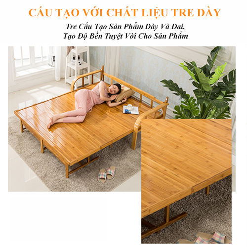 Ghế Giường Sofa Tre Gấp Gọn Tiện Lợi, Sofa Giường Nguyên Liệu 100% Từ Tre Thiên Nhiên Thân Thiện An Toàn Với Sức Khỏe