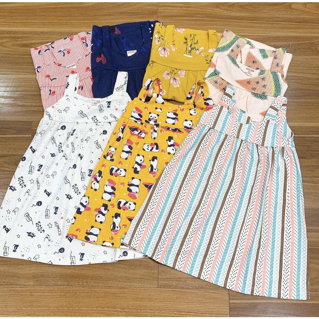 Đầm váy hai dây mùa hè cho bé gái babydoll size 6-18kg chất thun cotton mềm mịn mát