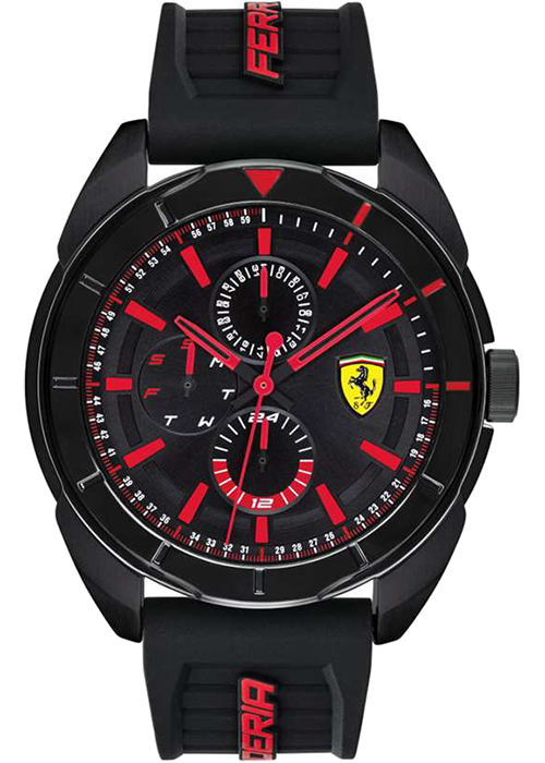 Đồng Hồ Nam Lịch Thứ Ngày Dây Cao Su Ferrari (45mm)