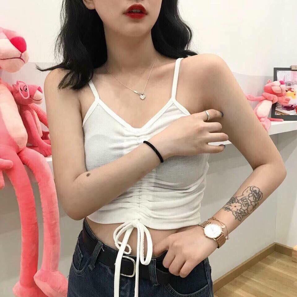 Áo Hai Dây Rút Ngực Croptop 20Charm