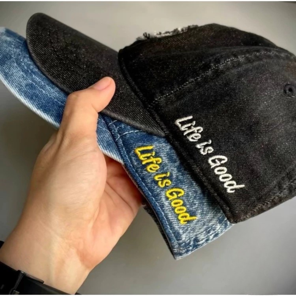 Nón nam nữ, mũ lưỡi trai thêu Hoa Cúc phối vải Jeans đẹp Form chuẩn (Ảnh thật)