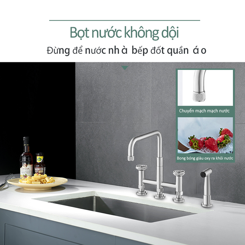 304 nhà bếp bồn nước kéo vòi nước nóng và lạnh 360 độ quay nhiệt độ chống ăn mòn bằng thép không gỉ 304
