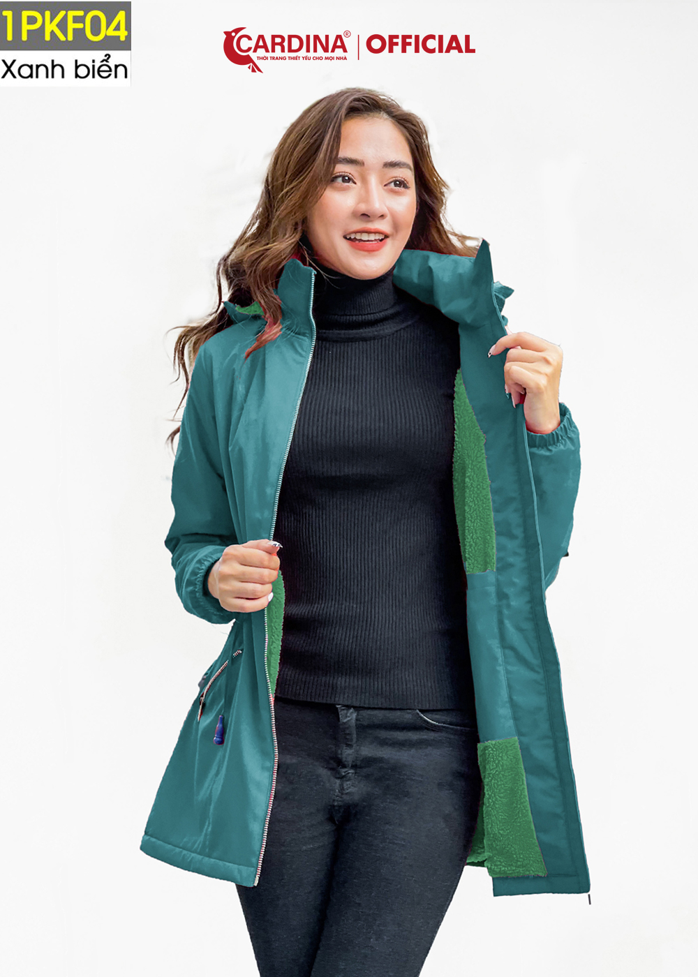 Áo Parka Nữ CARDINA Lót Lông Cừu Cao Cấp Siêu Nhẹ Siêu Ấm Chống Thấm Nước 1PKF