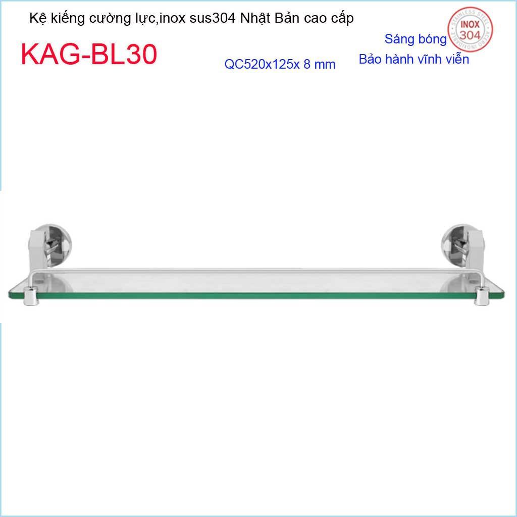 Kệ kính phòng tắm KAG-BL30 SUS304, Kệ kính cường lực inox dập khuôn Nhật Bản thiết đẹp sử dụng tốt