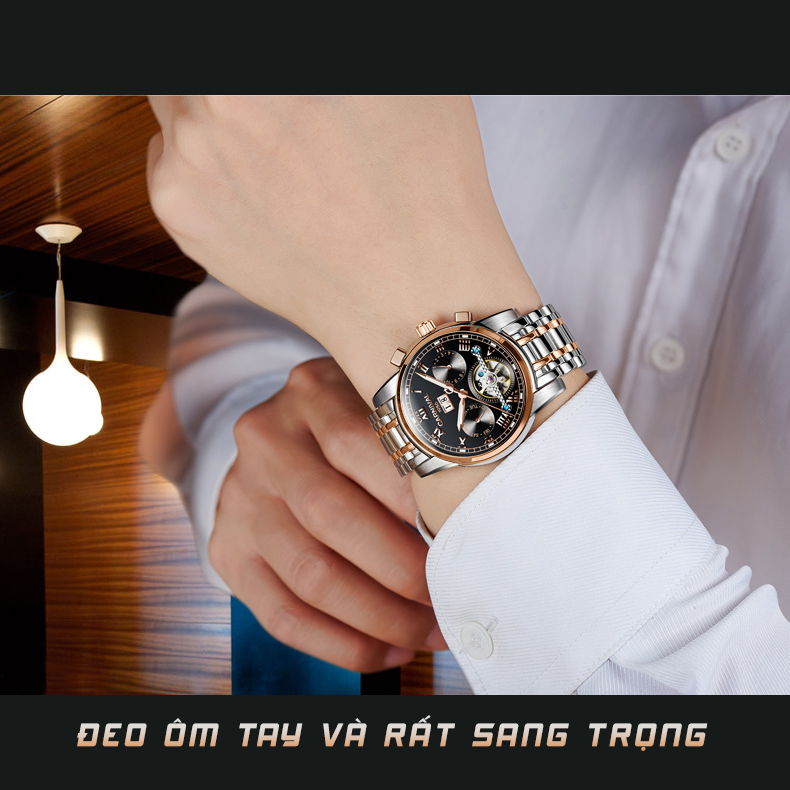 Đồng Hồ Nam ROMATIC 8861 Dây Demi Sang Trọng, Chống Nước Tốt, Khóa Thép Chắc Chắn