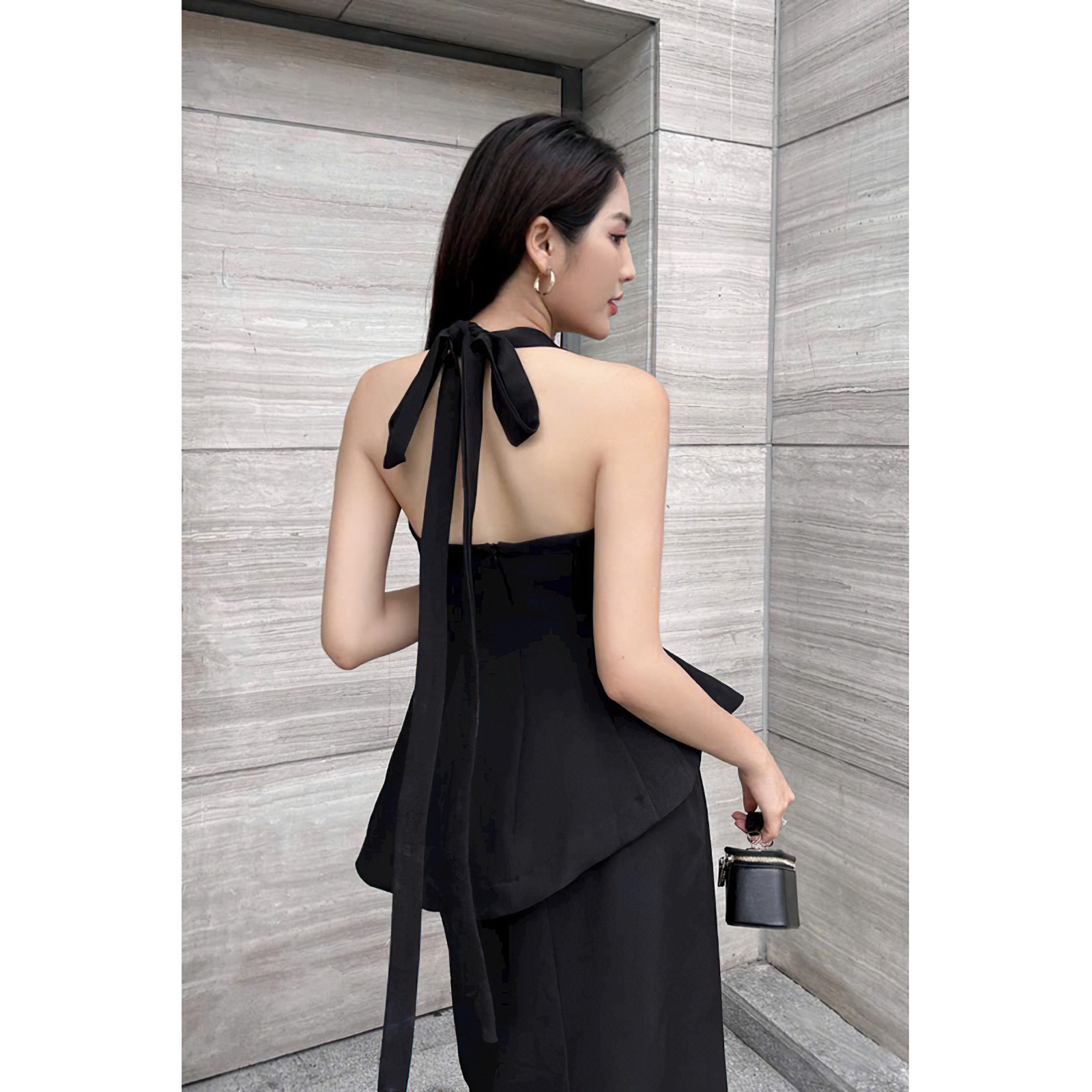 Set Đầm dự tiệc (Áo + chân váy) MINA thiết kế hở lưng dáng bút chì chất liệu Cotton - MN256