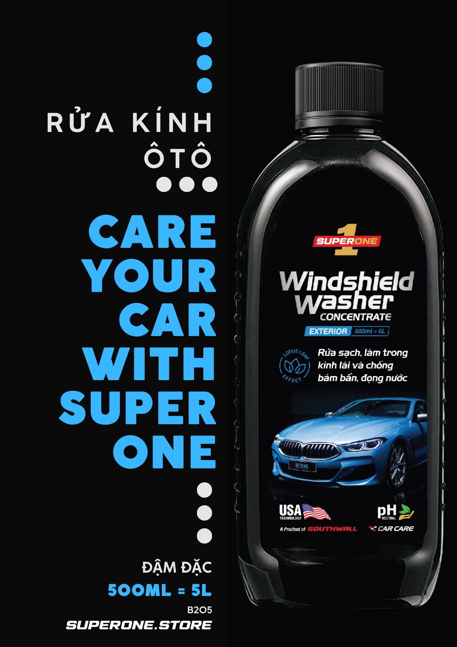 Dung Dịch Rửa Kính Ô Tô SUPERONE Winshield Washer Concentrate - Exterior SOUTHWALL B205