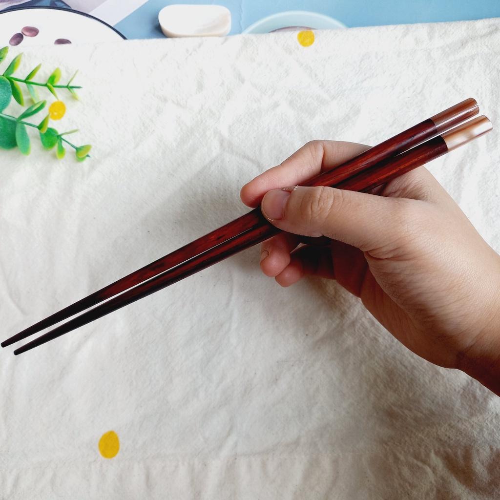 Đũa Gỗ Trắc Tự Nhiên 23cm Gắn Trai Hồng