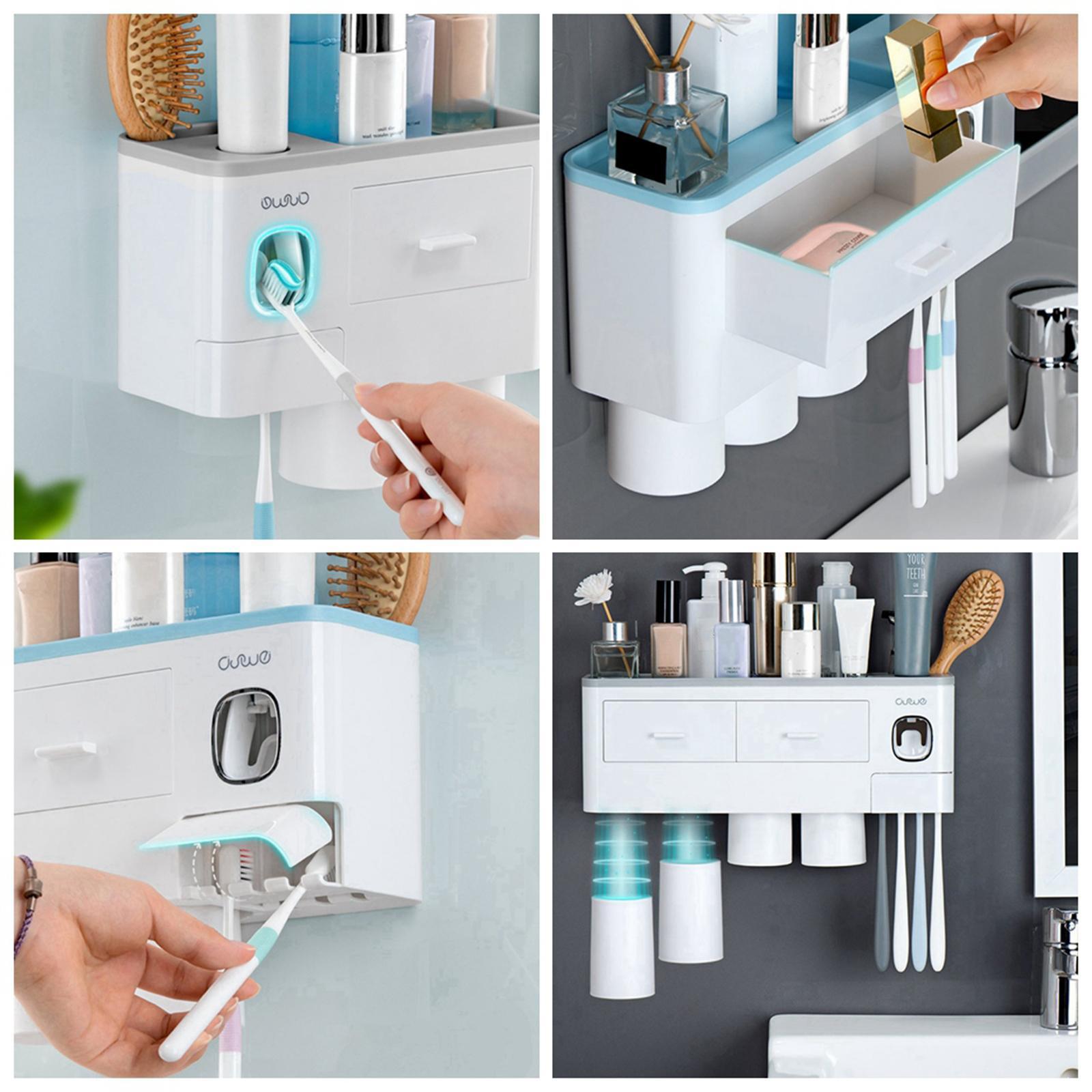 Punch-Free Wall-Mounted Toothbrush Holder Bathroom Rack Top Shelf Accs