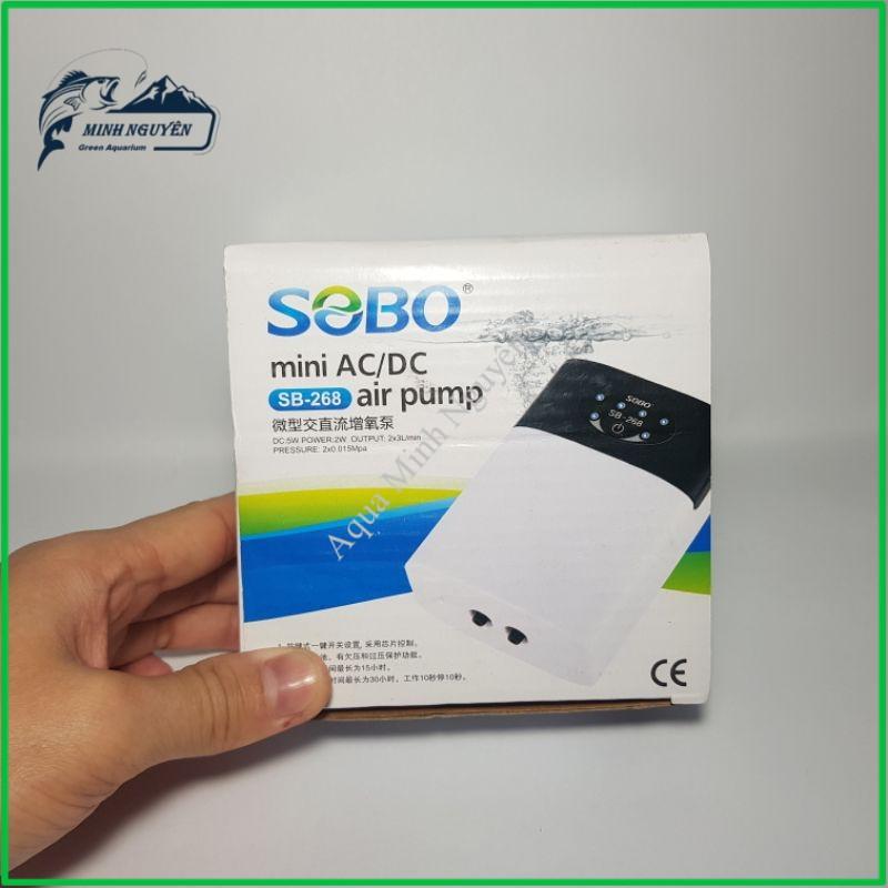 Máy Sủi Oxy Tích Điện 2 Vòi Sobo SB-268 -Bơm oxy cho hồ cá Phòng Cúp Điện Cho Hồ Cá