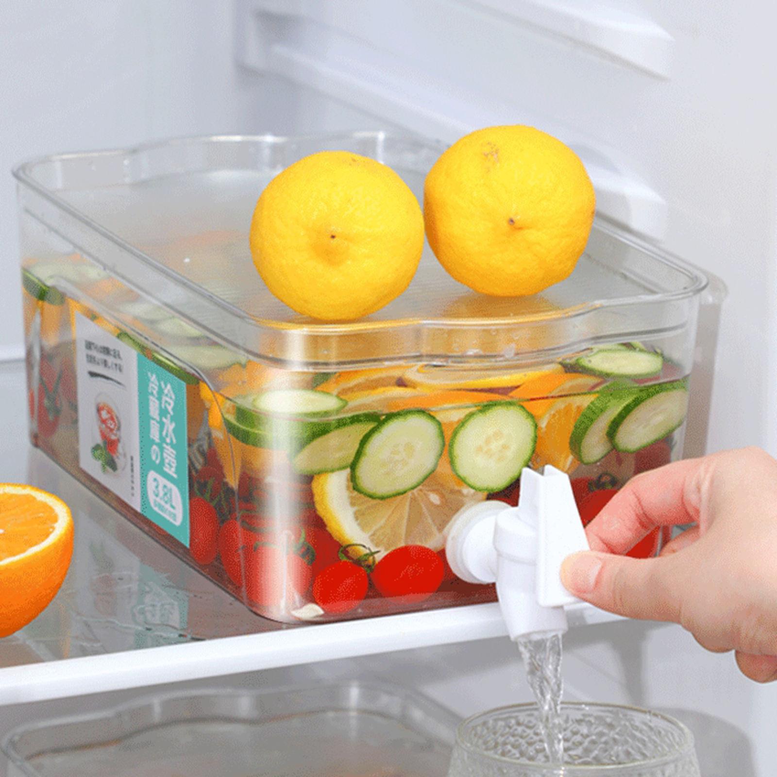 3.8L Beverage Dispenser Water Drink Bucket with Lid and Faucet Refrigerator
