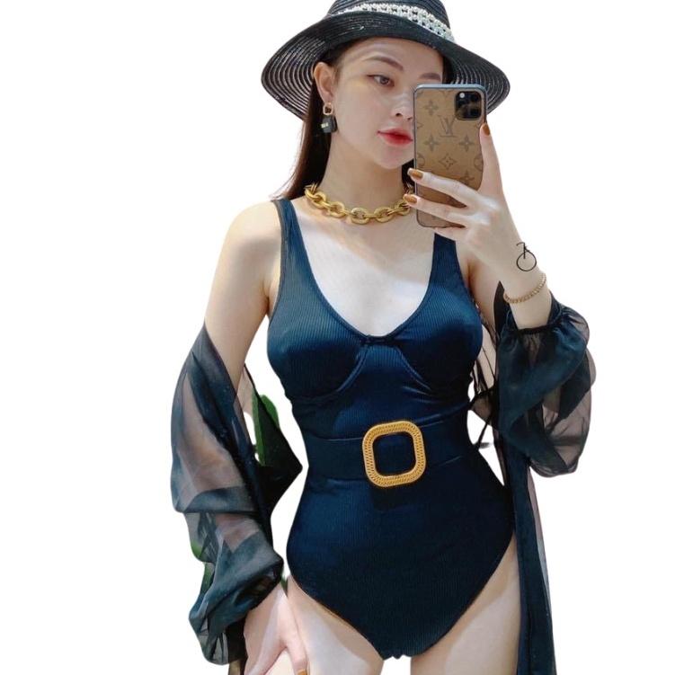 Bikini, Đồ Bơi Đi Biển Một Mảnh Thân Liền Khoen Gỗ Vuông Sexy LT-022