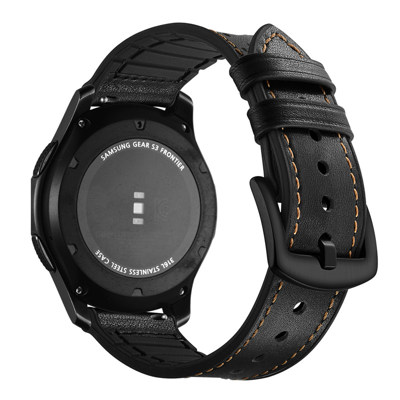 Dây da lỗ Hybrid Size 22mm cho Galaxy Watch 46, Huawei Watch GT 2, Samsung Gear S3, Fossil