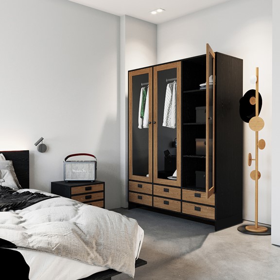 HENRY, Tủ quần áo 3 gian hiện đại WAR_103, 135x59x180cm