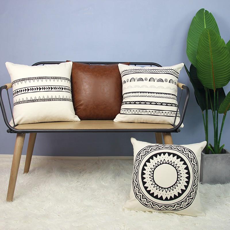 Vỏ Gối Tựa Lưng Canvas In Màu Phong Cách Scandivi PV9874